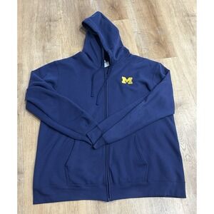 Gildan Hoodie Mens M Blue Sweatshirt 2XL Full Zip Michigan‎ Wolverines